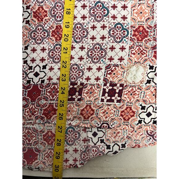 Chicos Patchwork Flutter Sleeve Top Chico's Size 3 Geometric Flowy Hi-Lo - Picture 7 of 8